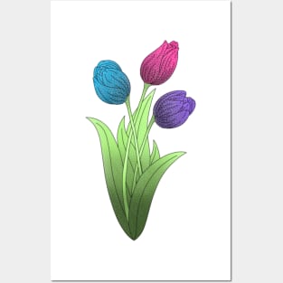 Tulip Flower Spring Polka Dots Pattern Posters and Art